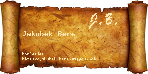 Jakubek Bere névjegykártya